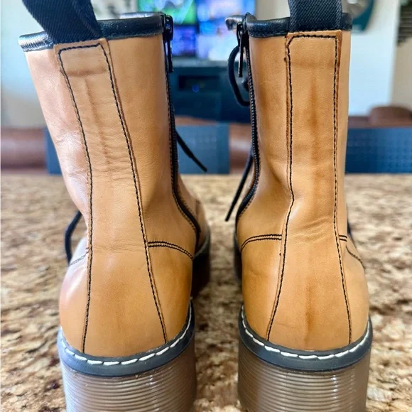 Roolee Camel Lace-Up Combat Boots - Picture 3 of 8